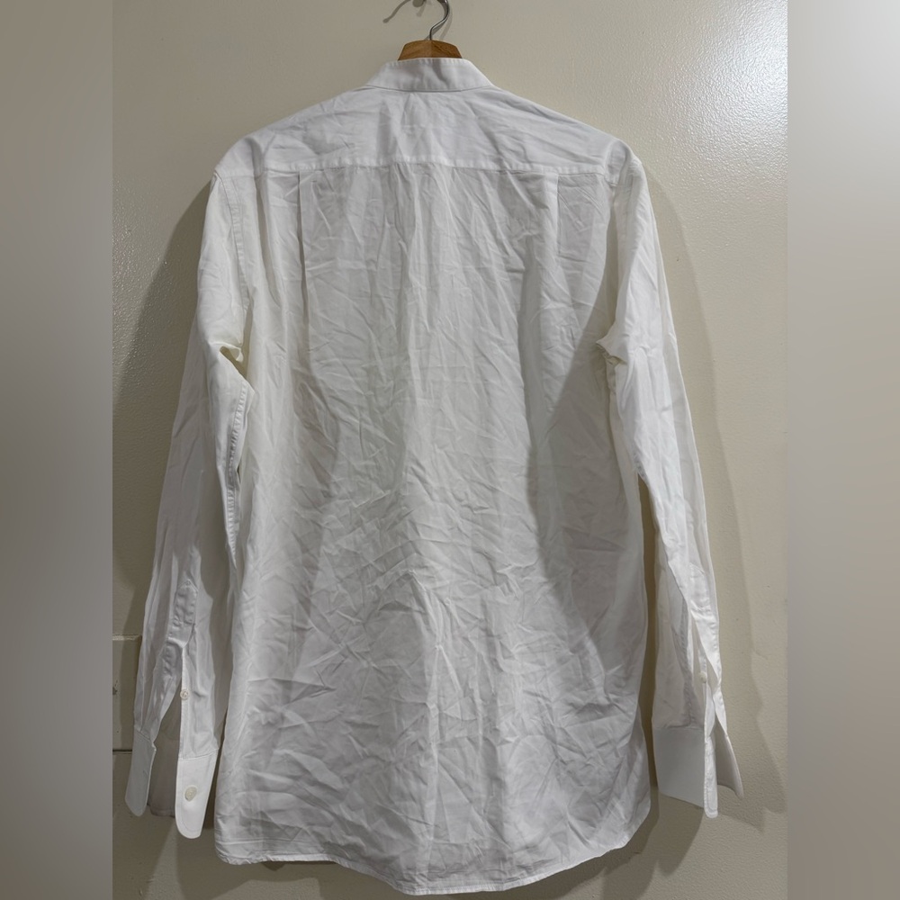 SAMAN AMEL Men's White Band-Collar Dress Shirt — Modern Minimalist - Picture 3 of 5